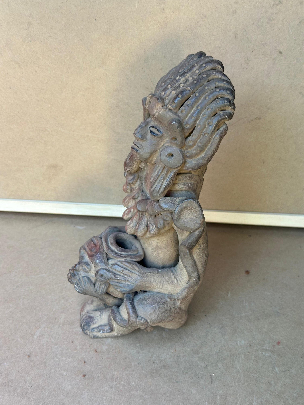 Exquisite Mesoamerican-Style Terracotta Ceremonial Figure 9"