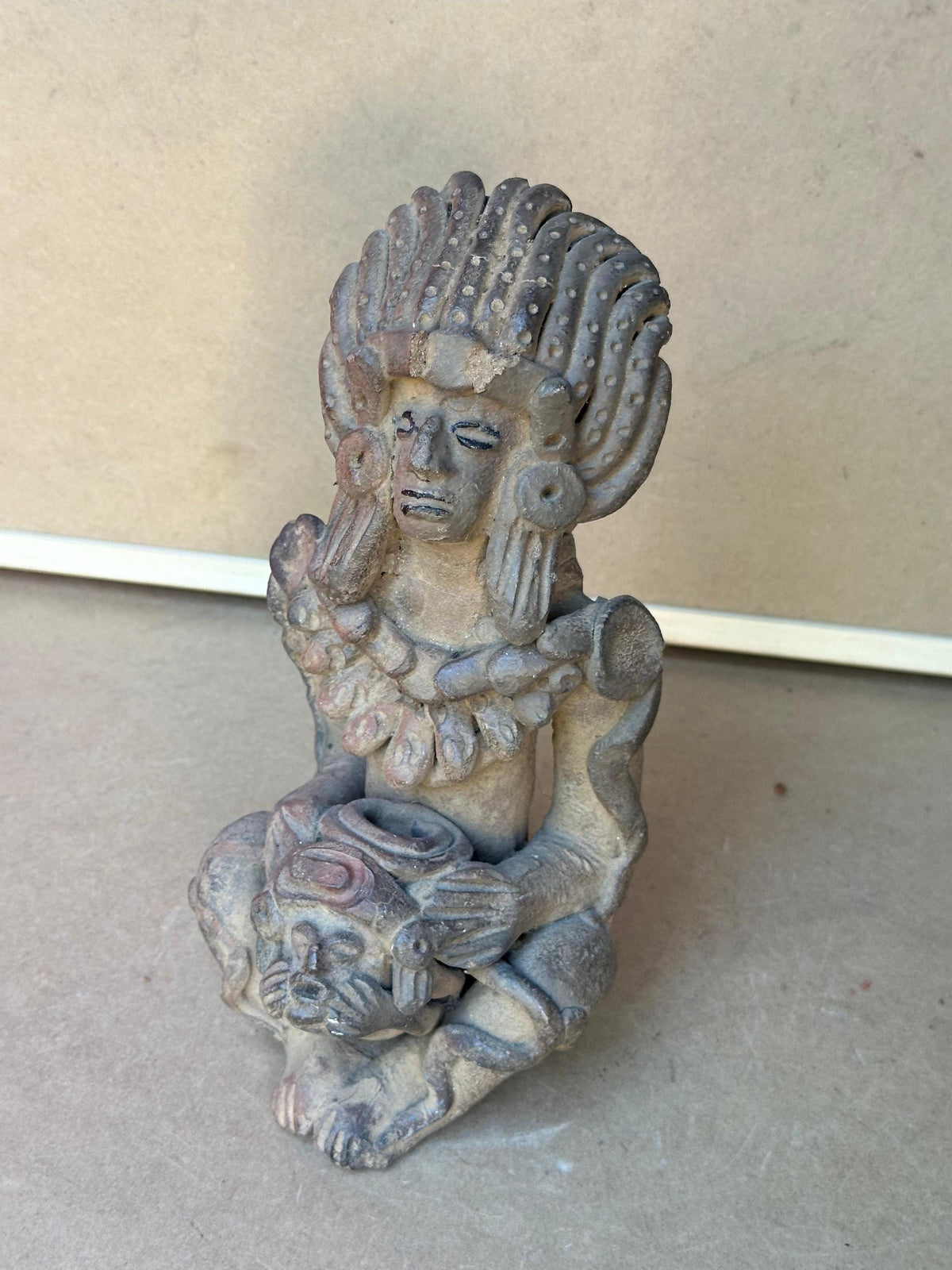 Exquisite Mesoamerican-Style Terracotta Ceremonial Figure 9"