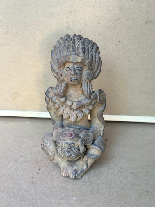 Exquisite Mesoamerican-Style Terracotta Ceremonial Figure 9"
