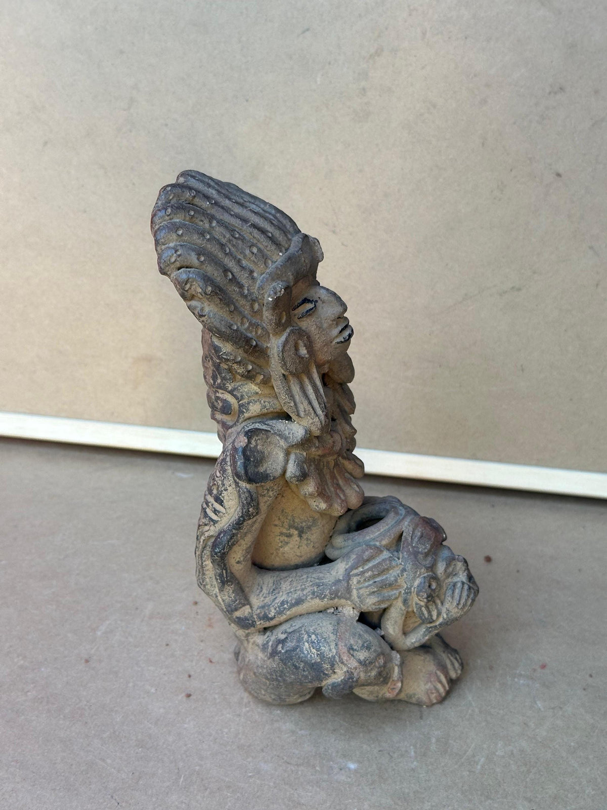 Exquisite Mesoamerican-Style Terracotta Ceremonial Figure 9"