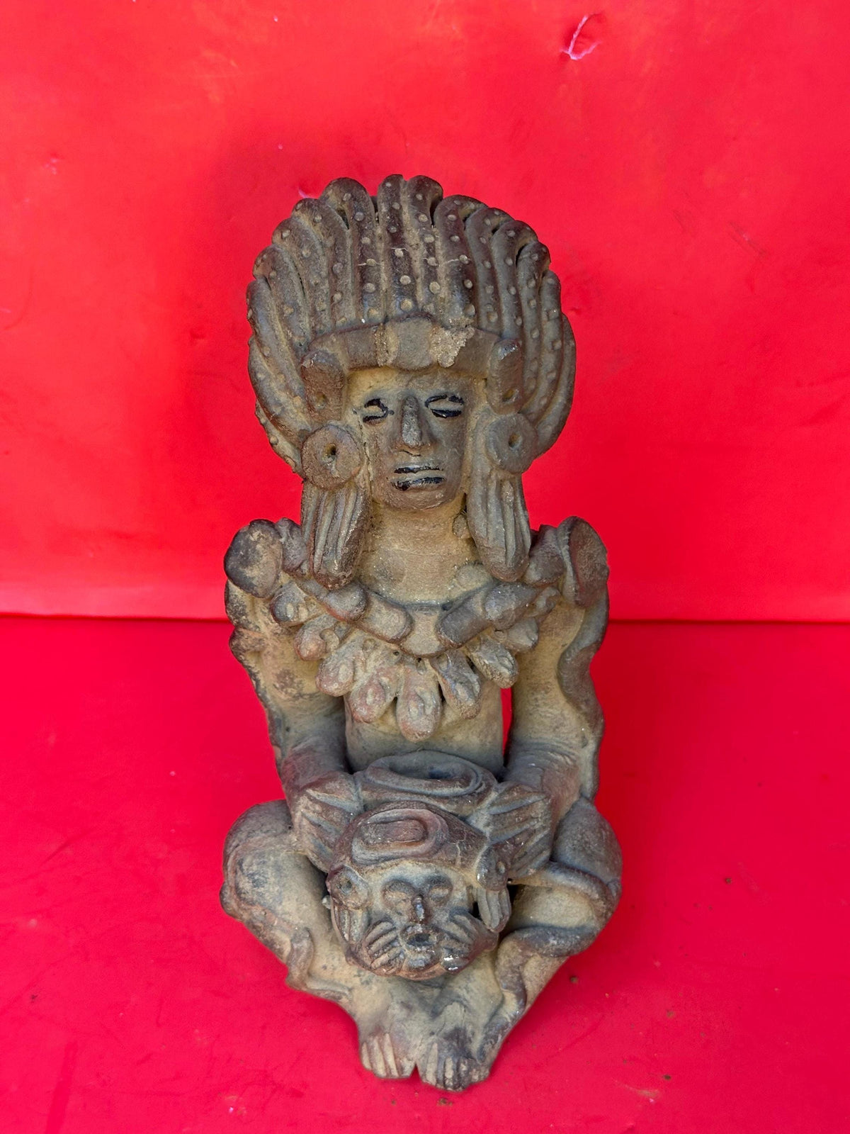 Exquisite Mesoamerican-Style Terracotta Ceremonial Figure 9"