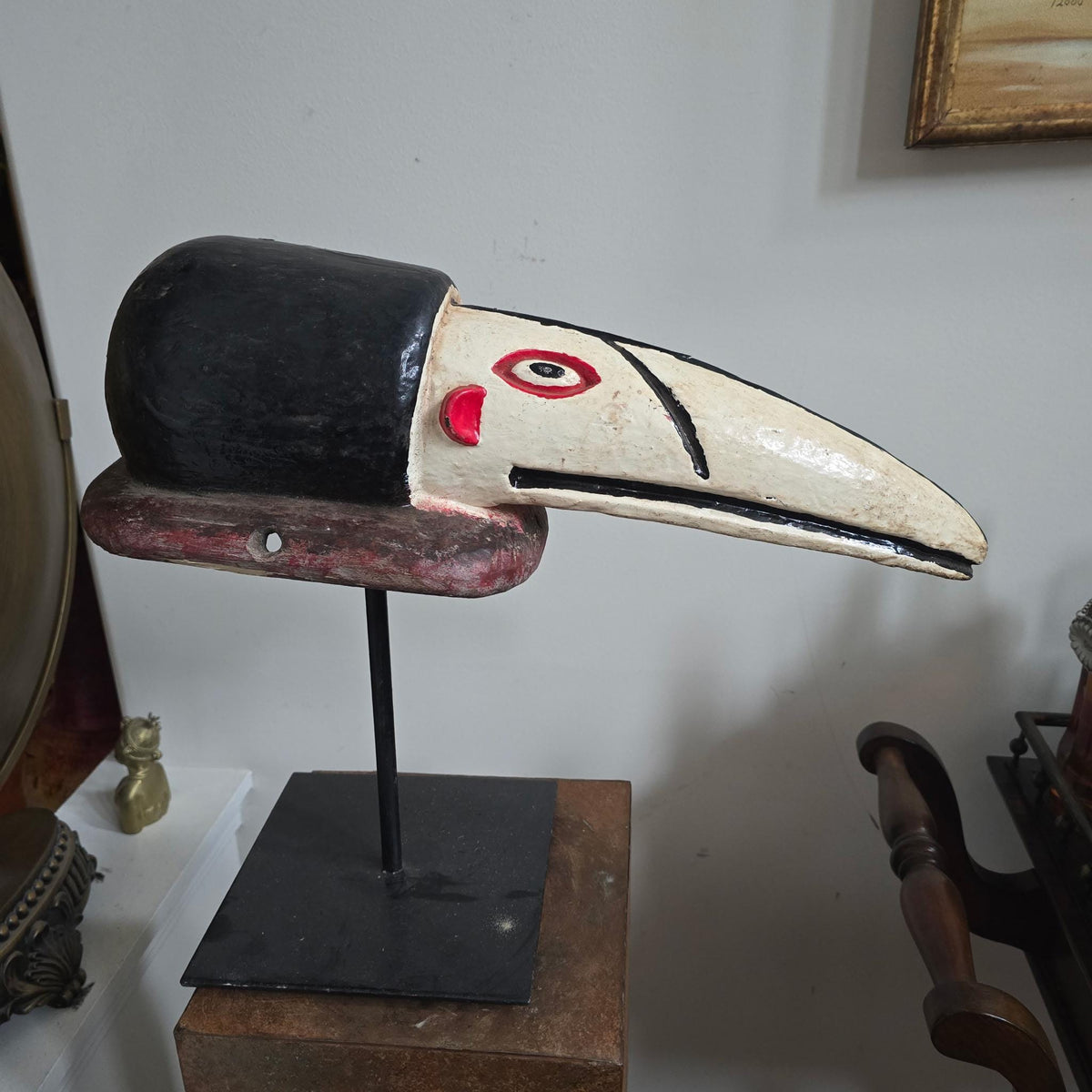 Vintage Igala Apwiepwe Bird Masquerade Headdress Carved Wood Water Spirit 19"