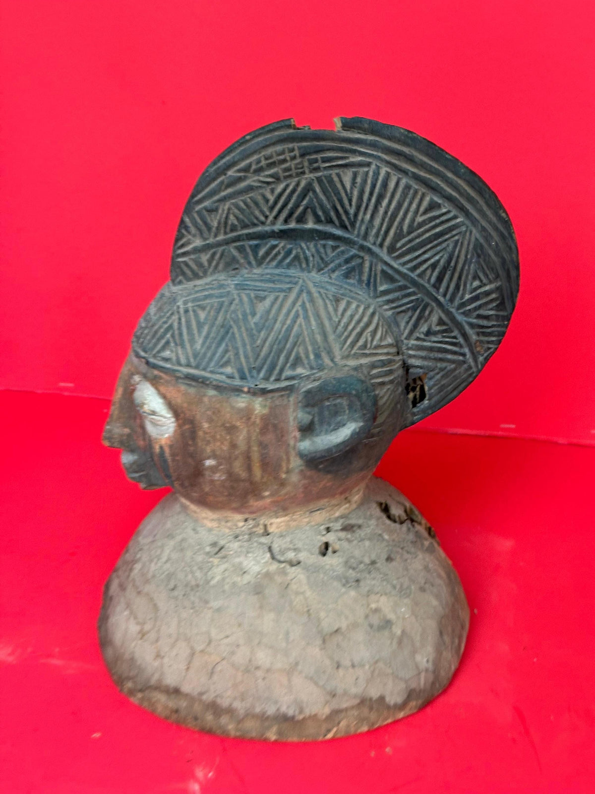 Vintage Yoruba Gelede Masquerade Head Crest - Elaborate Coiffure (12.5")