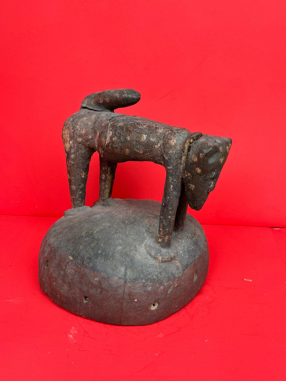 Vintage Yoruba Epa Helmet Mask Leopard Finial Carved Wood Nigeria African Art