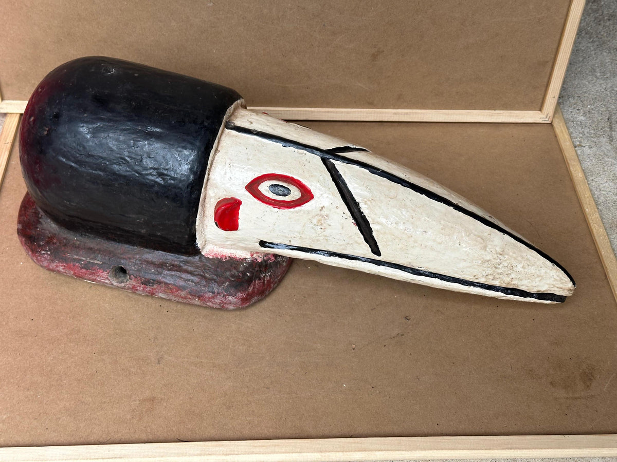 Vintage Igala Apwiepwe Bird Masquerade Headdress Carved Wood Water Spirit 19"