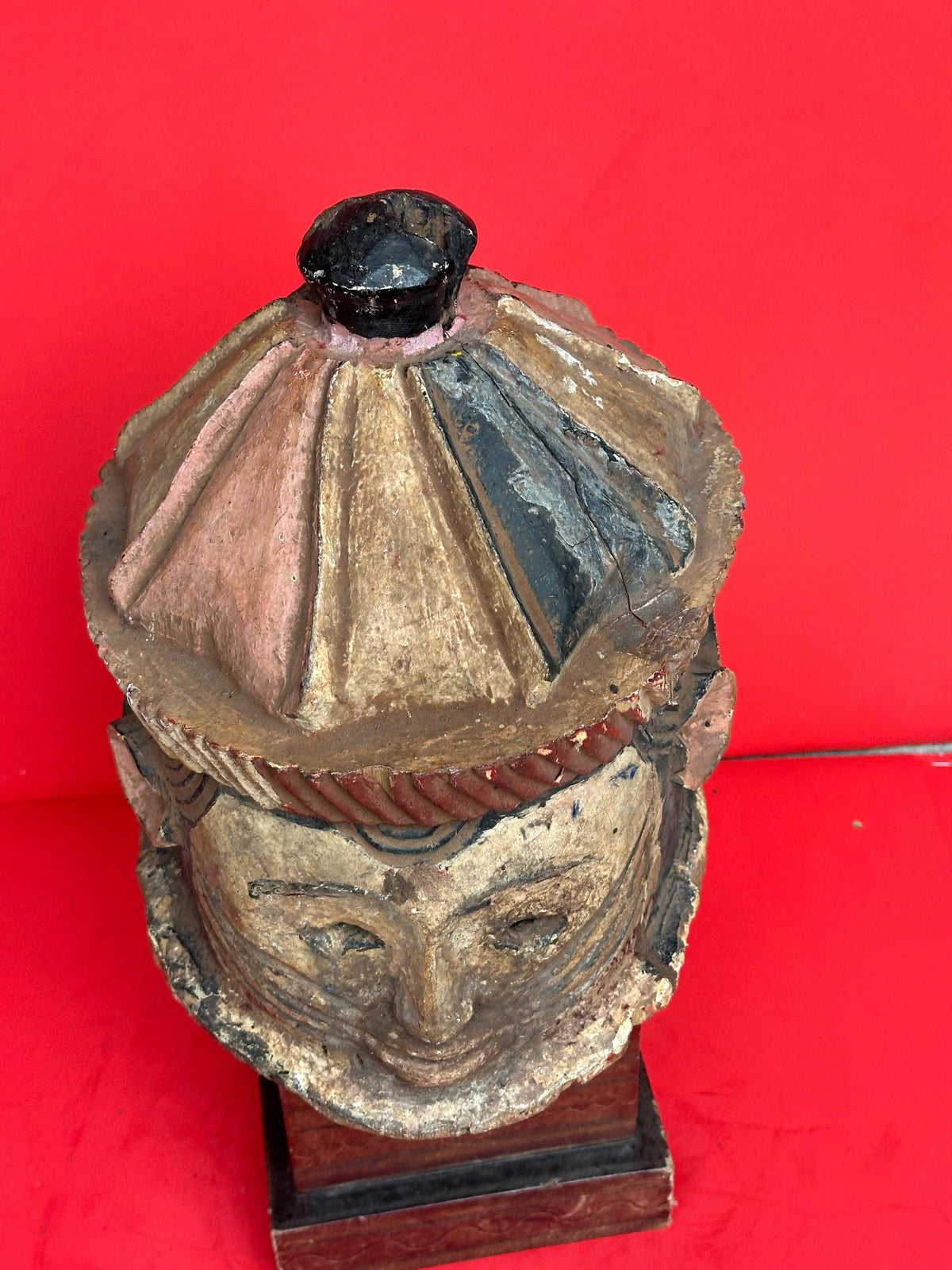 Vintage Igala Helmet Mask Ancestral Portrait Carved Wood Nigeria African 10"