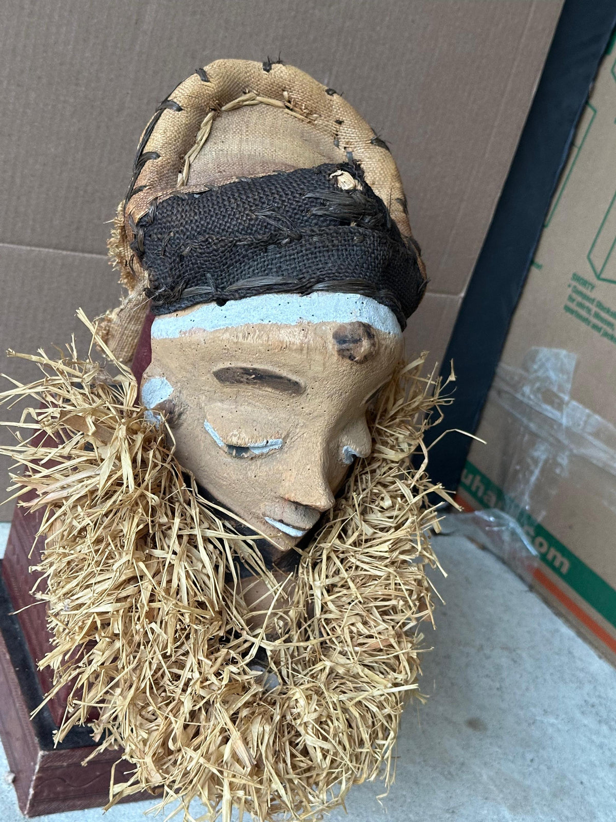 Vintage Pende Mbuya Mask Bearded Ancestor Carved Wood DR Congo African 11"