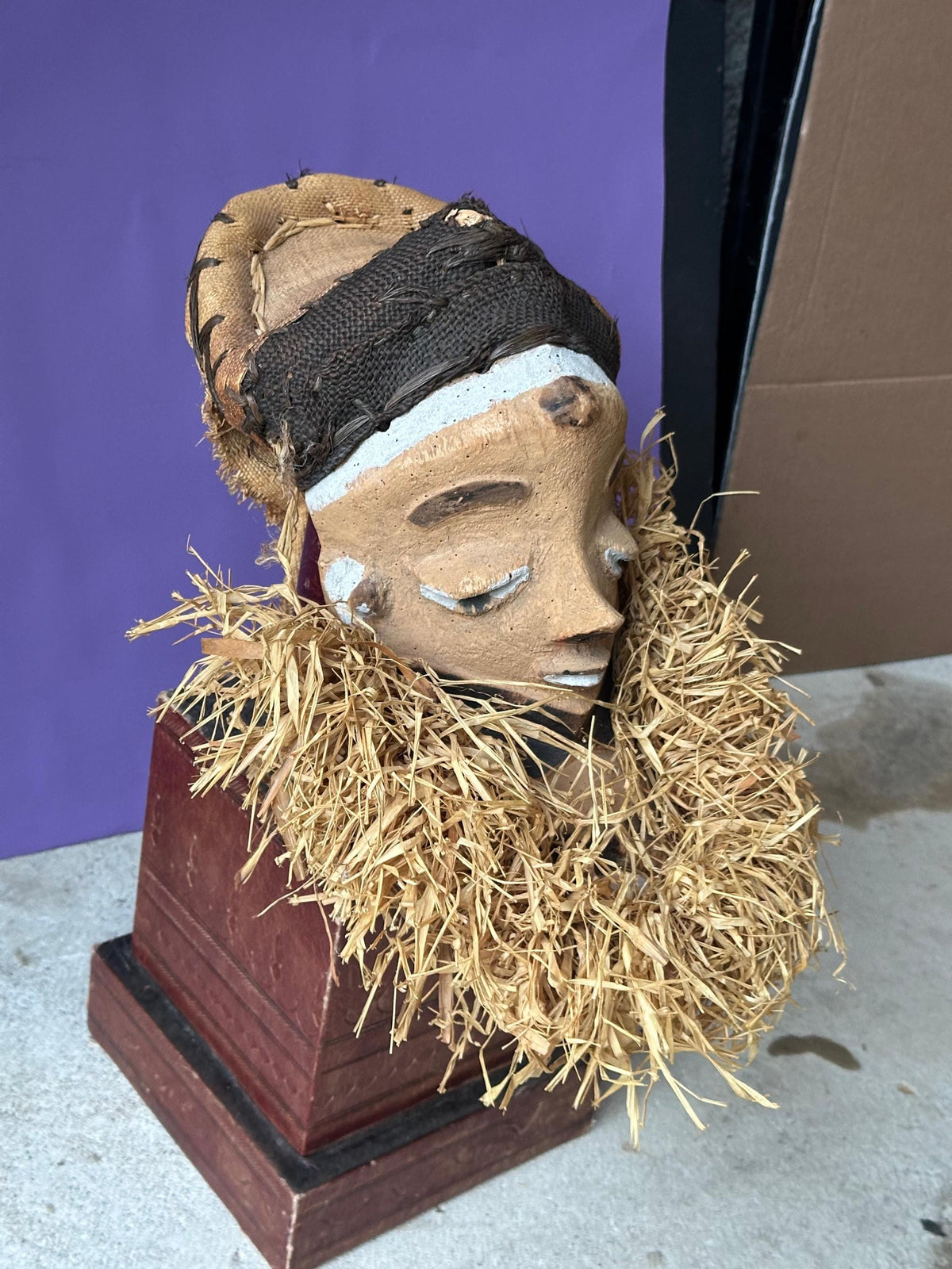 Vintage Pende Mbuya Mask Bearded Ancestor Carved Wood DR Congo African 11"
