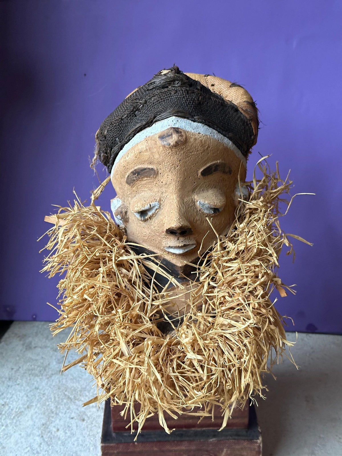 Vintage Pende Mbuya Mask Bearded Ancestor Carved Wood DR Congo African 11"
