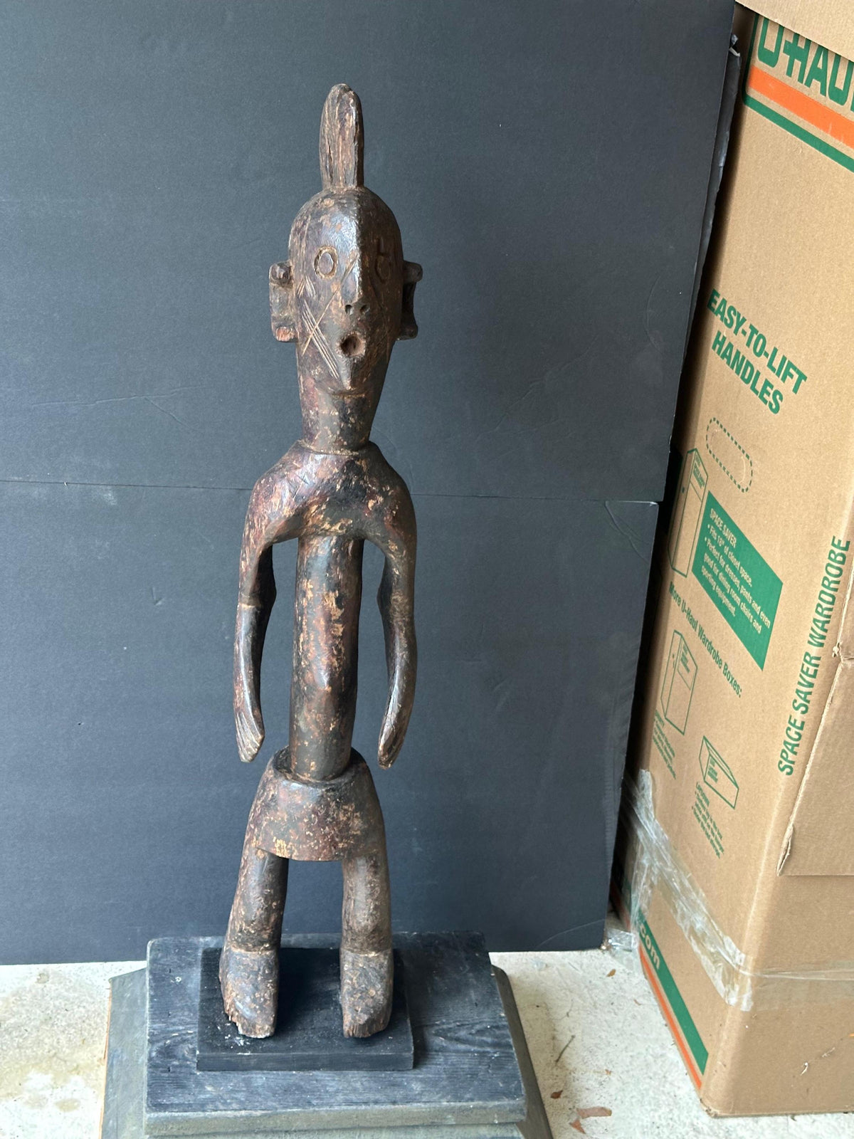 Vintage Mumuye Figure Carved Wood Nigeria African Tribal Art Sculpture 31"
