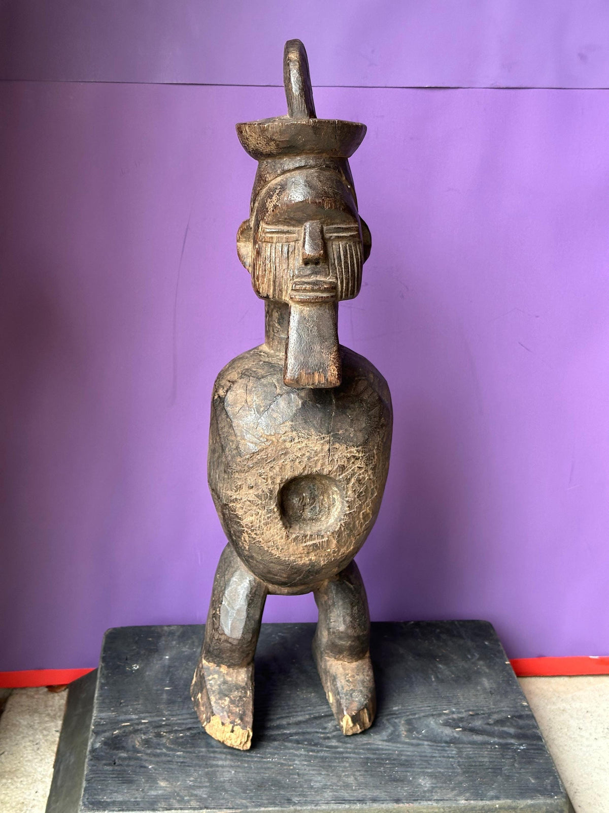 Vintage Teke Power Figure (Nkiba) - Ritual Statue from Congo - African Tribal Art 18.5"