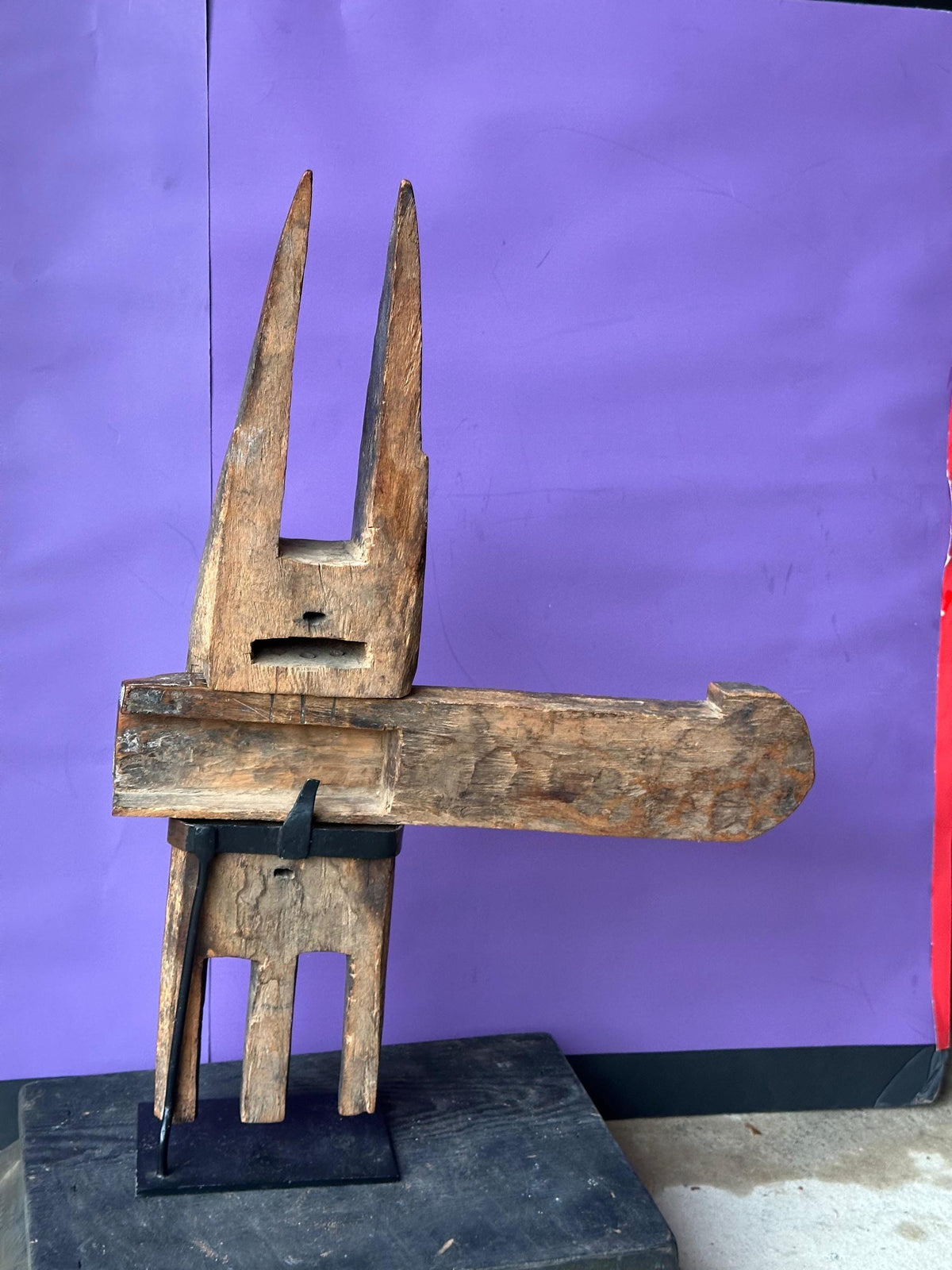 Vintage Dogon Door Lock Ta Koro Crocodile Antelope Carved Wood Mali African 21"
