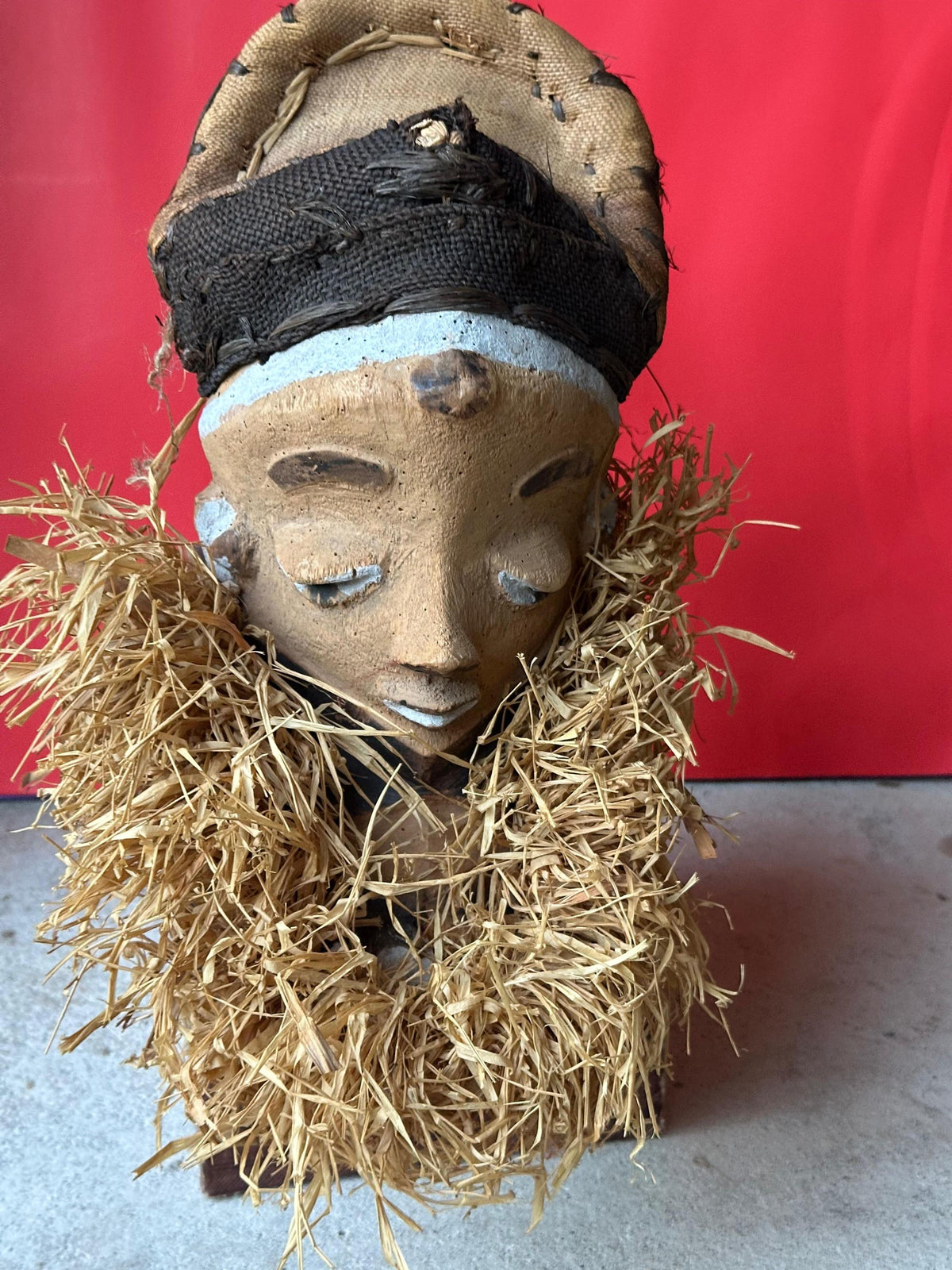 Vintage Pende Mbuya Mask Bearded Ancestor Carved Wood DR Congo African 11"