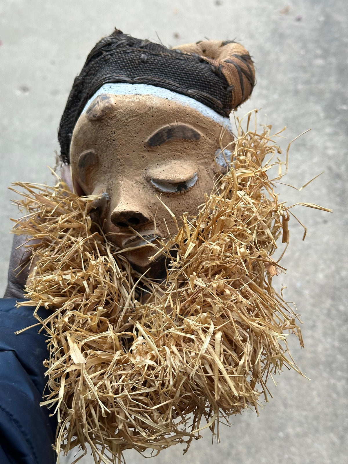 Vintage Pende Mbuya Mask Bearded Ancestor Carved Wood DR Congo African 11"