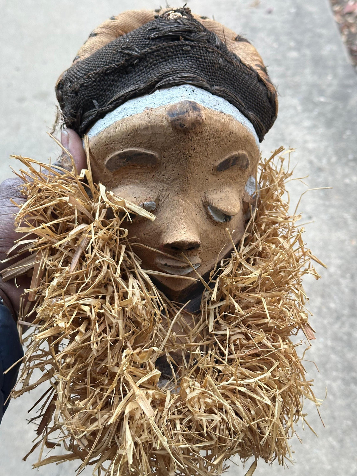 Vintage Pende Mbuya Mask Bearded Ancestor Carved Wood DR Congo African 11"