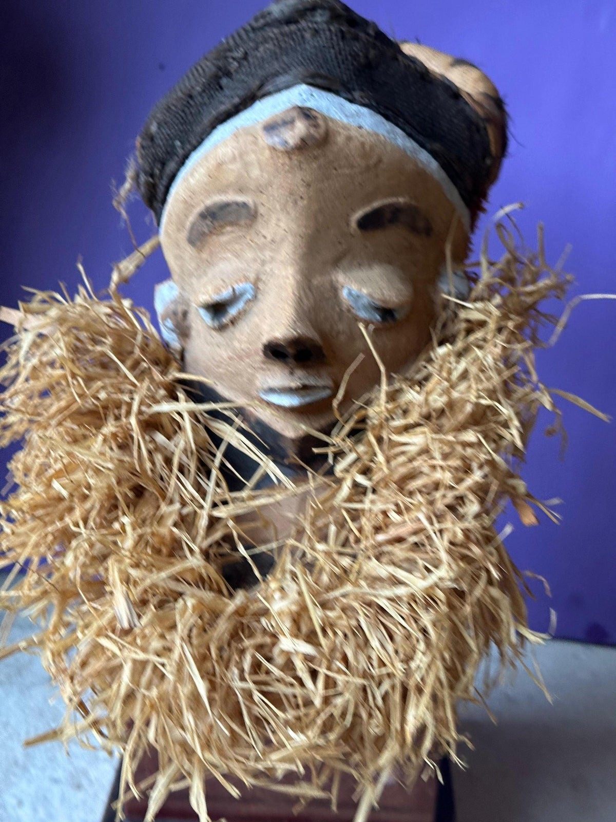 Vintage Pende Mbuya Mask Bearded Ancestor Carved Wood DR Congo African 11"