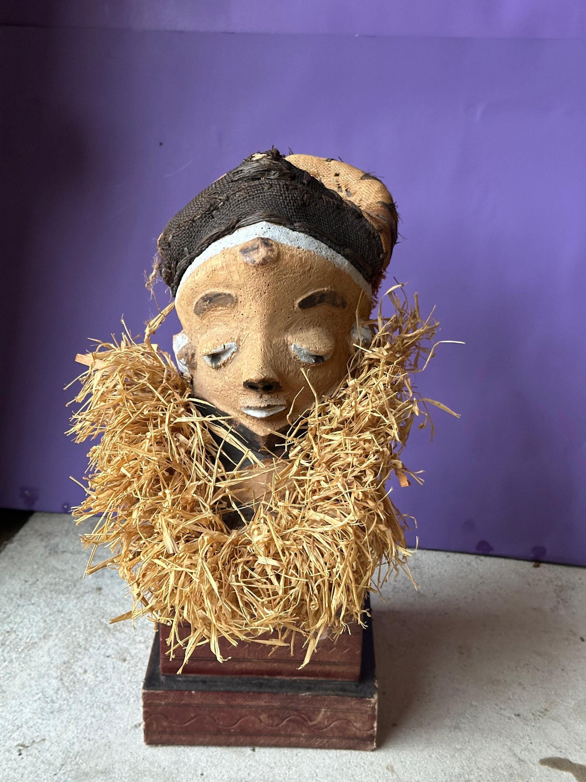 Vintage Pende Mbuya Mask Bearded Ancestor Carved Wood DR Congo African 11"