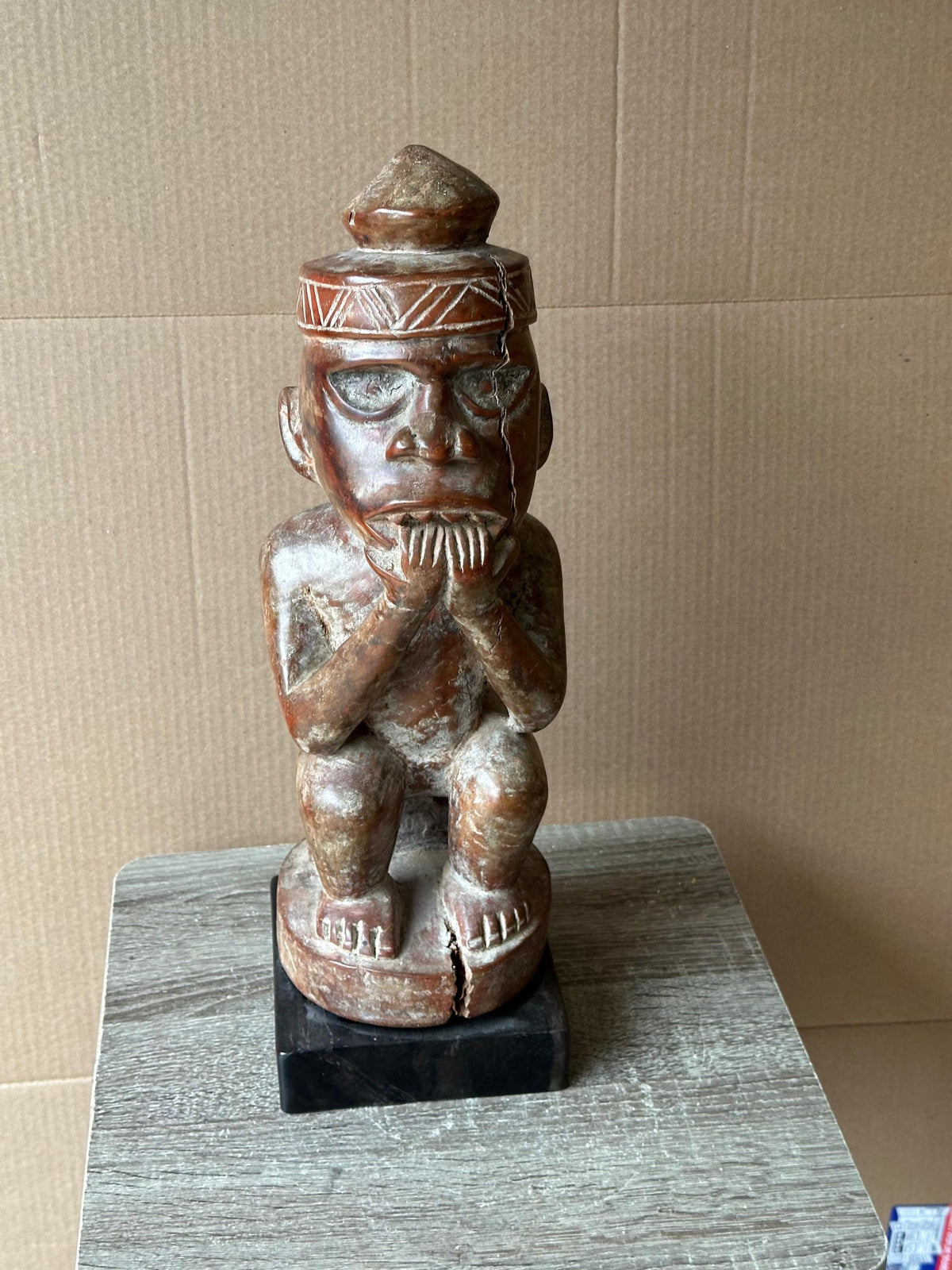 Kongo Yombe Carved Wood Ancestor Figure Mfumu Kanda African Statue DRC 15"