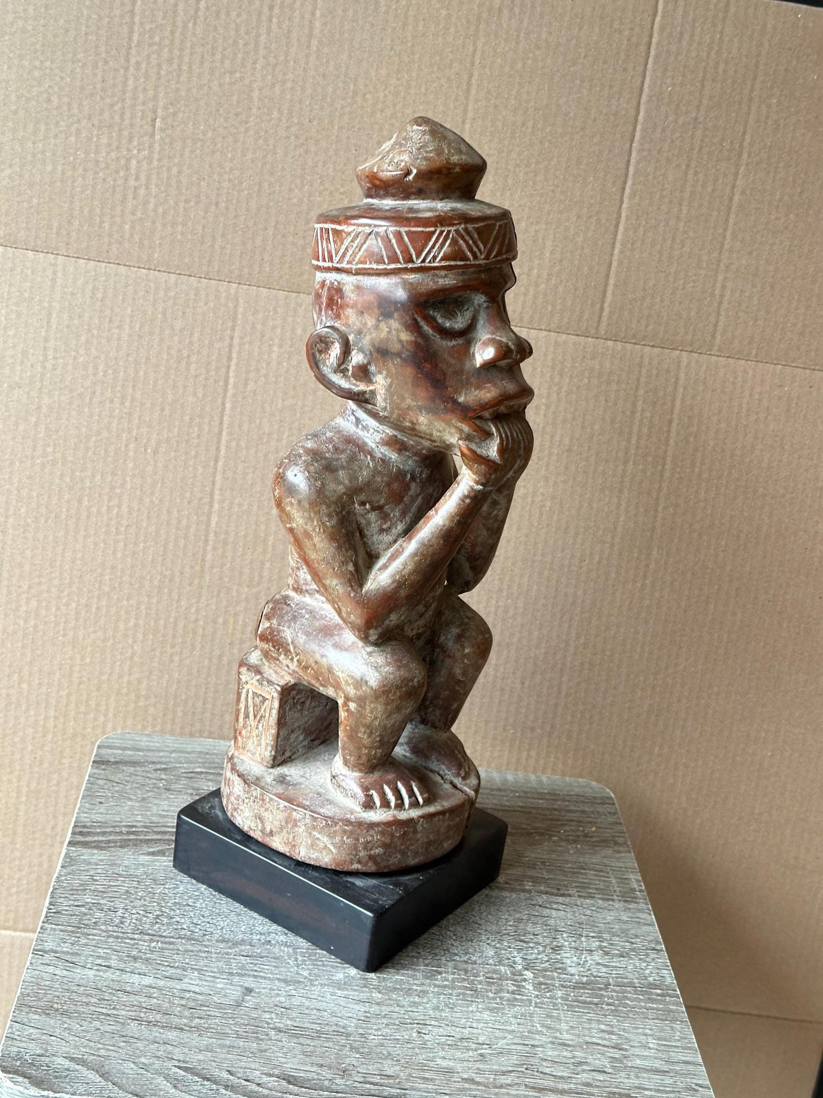 Kongo Yombe Carved Wood Ancestor Figure Mfumu Kanda African Statue DRC 15"