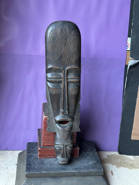 Vintage East African Double Face Mask Large Carved Wood Tanzania Kenya 23"
