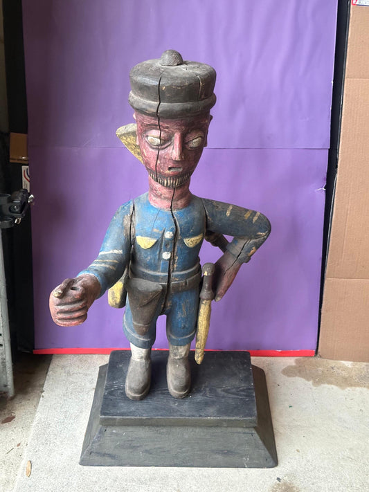 Old Yoruba Agbegijo Colon Figure – Colonial Officer with Rifle Nigeria 27" | African Tribal Art Decor