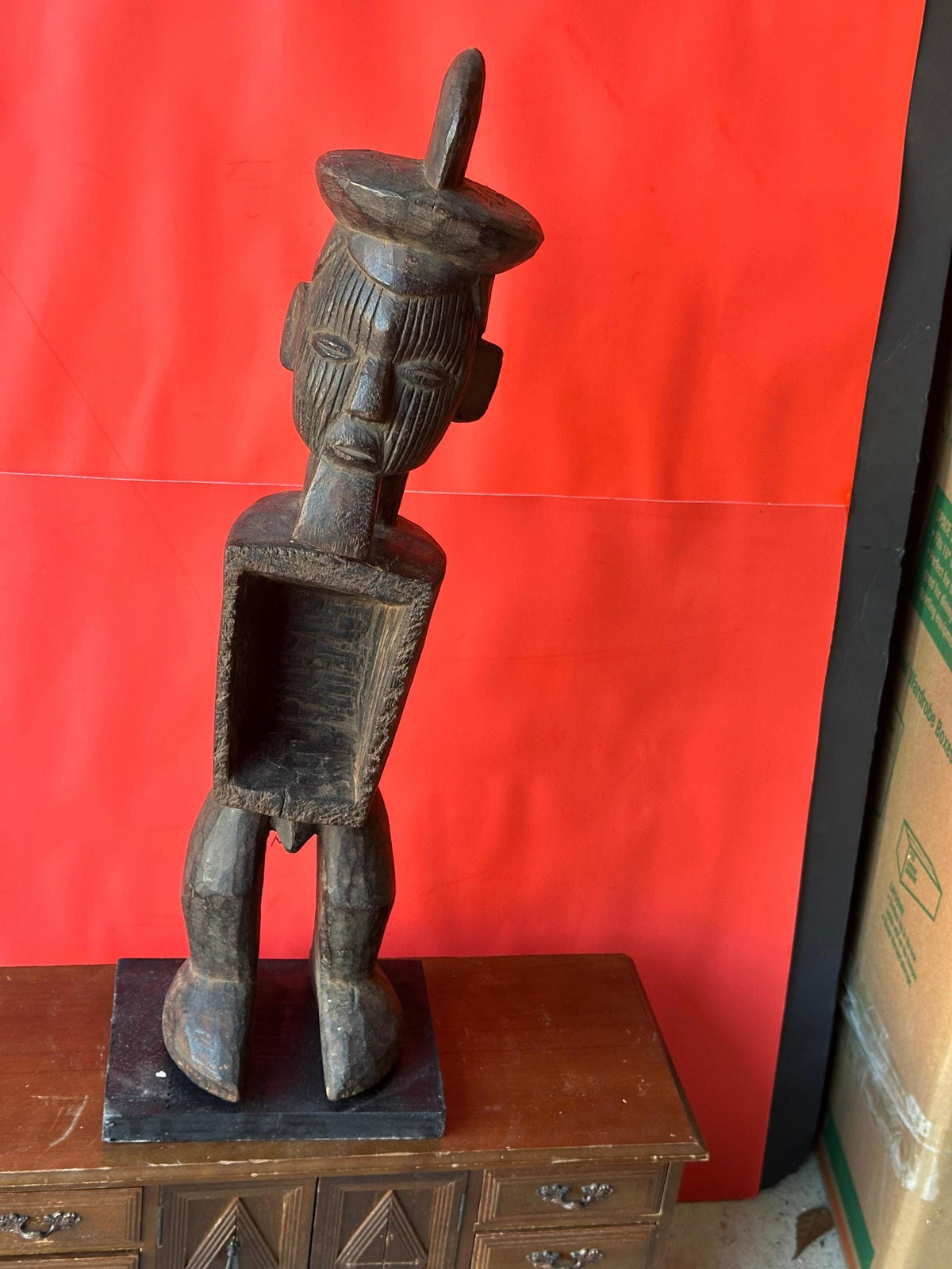 Vintage Teke Power Figure Nkiba Carved Wood Congo African Tribal Art Statue