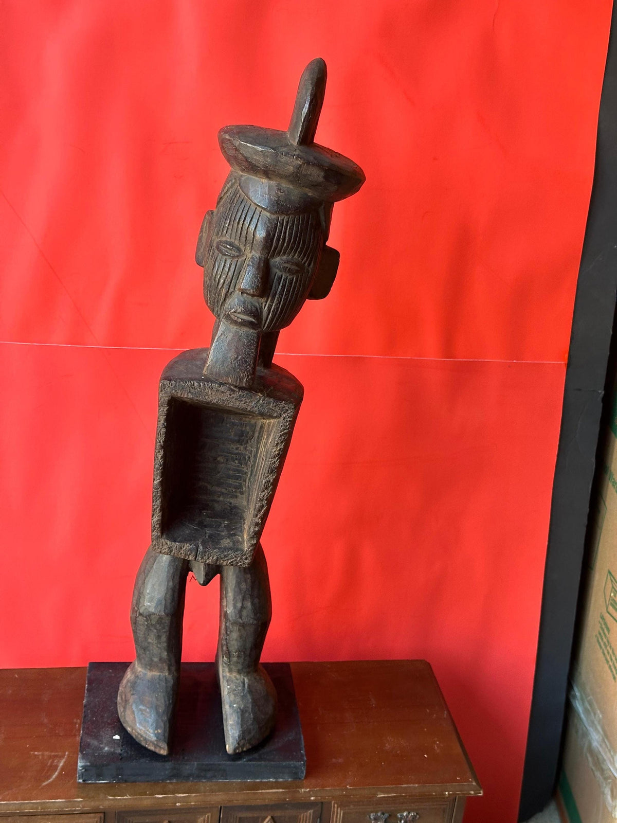 Vintage Teke Power Figure Nkiba Carved Wood Congo African Tribal Art Statue