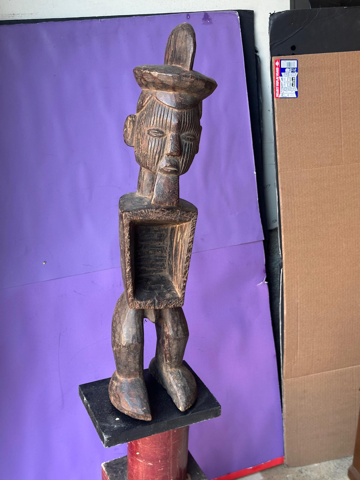 Vintage Teke Power Figure Nkiba Carved Wood Congo African Tribal Art Statue
