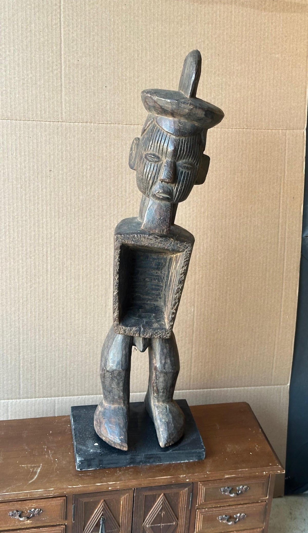 Vintage Teke Power Figure Nkiba Carved Wood Congo African Tribal Art Statue