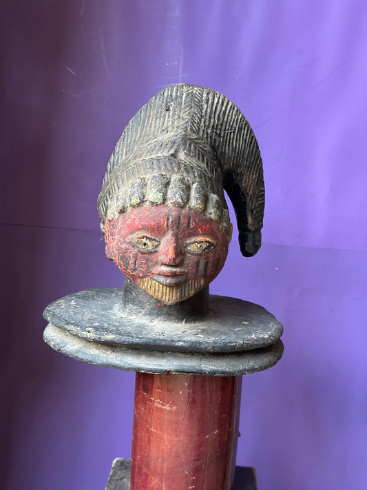Old Yoruba Egungun Headcrest – Curved Crest Helmet Form, Nigeria 10" | African Tribal Art Decor
