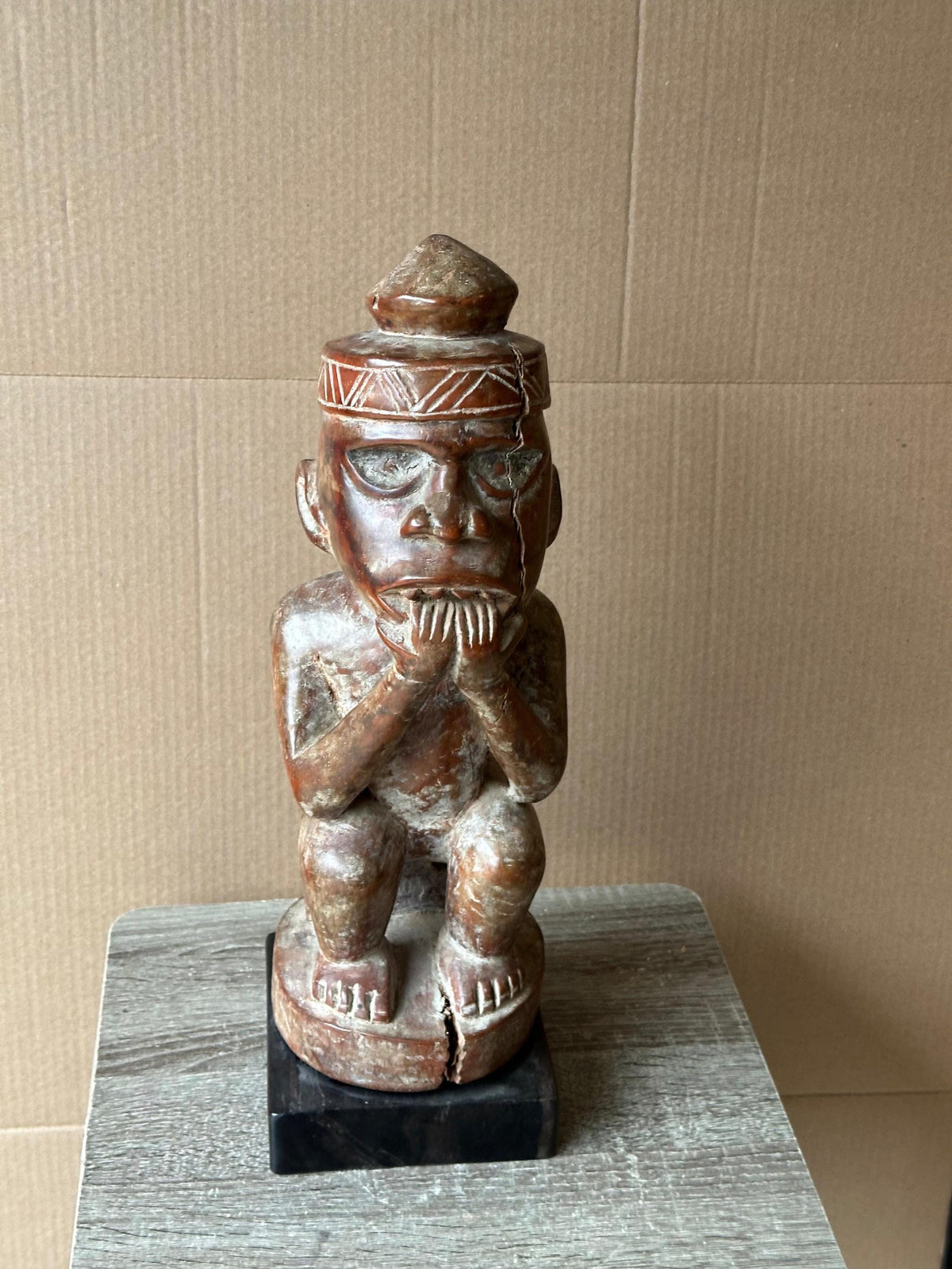 Kongo Yombe Carved Wood Ancestor Figure Mfumu Kanda African Statue DRC 15"