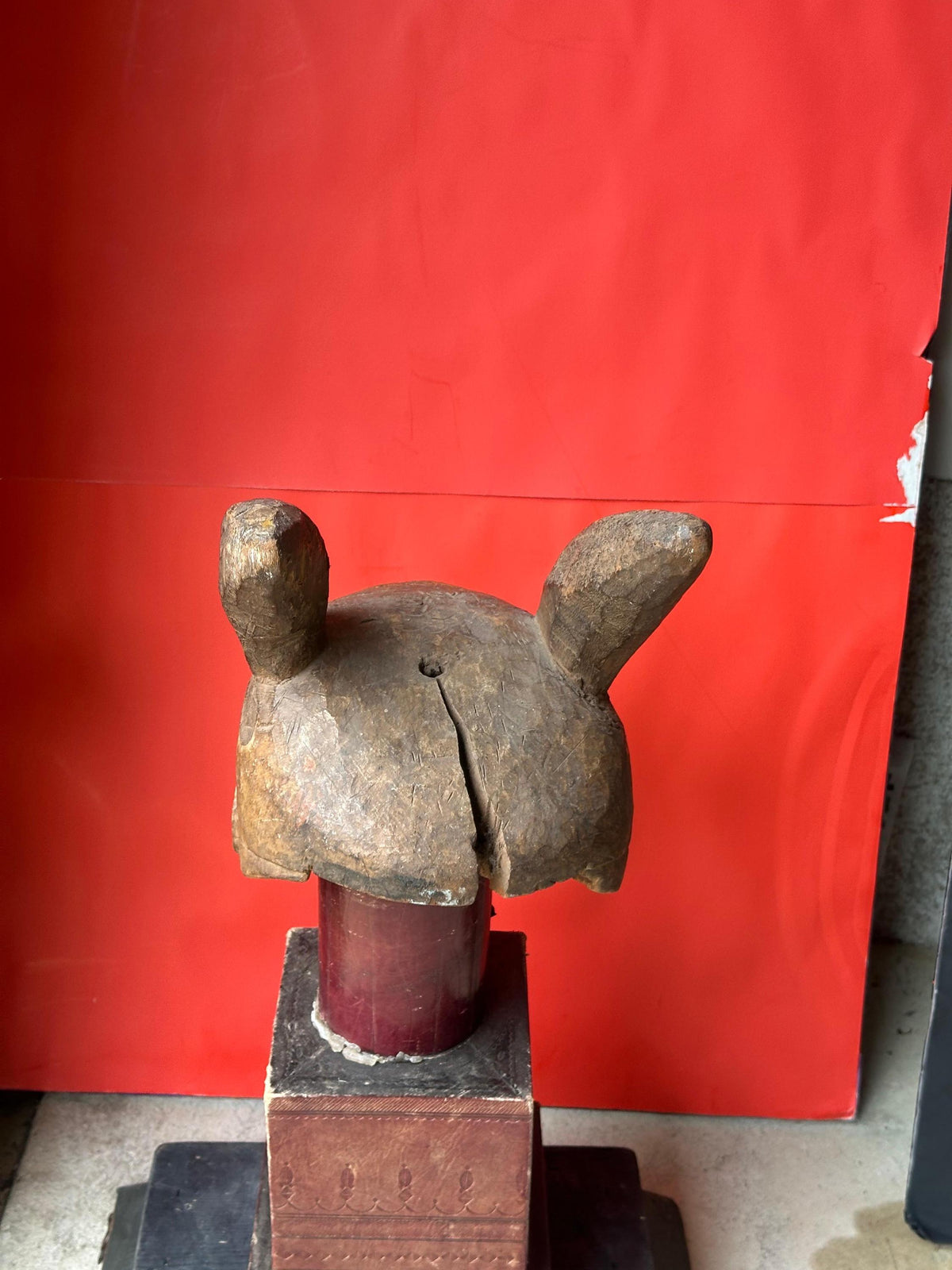 Old Yoruba Gelede Helmet Mask – Rabbit Hare Ears & Pigment 12" | African Tribal Art Decor