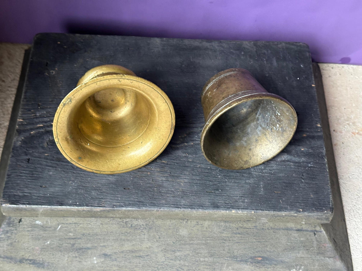 Vintage Brass Mortars Pair Small Apothecary Bowls 4.5" & 4"