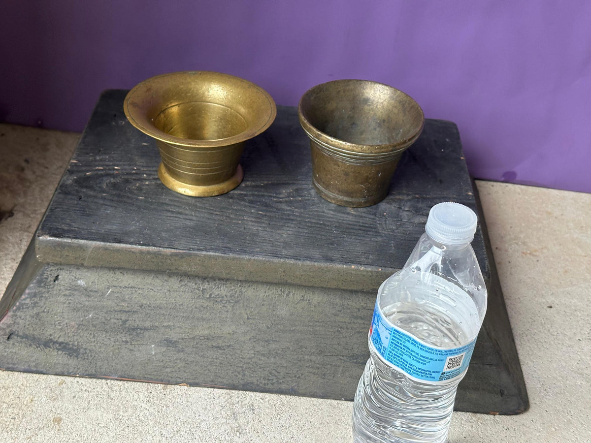 Vintage Brass Mortars Pair Small Apothecary Bowls 4.5" & 4"