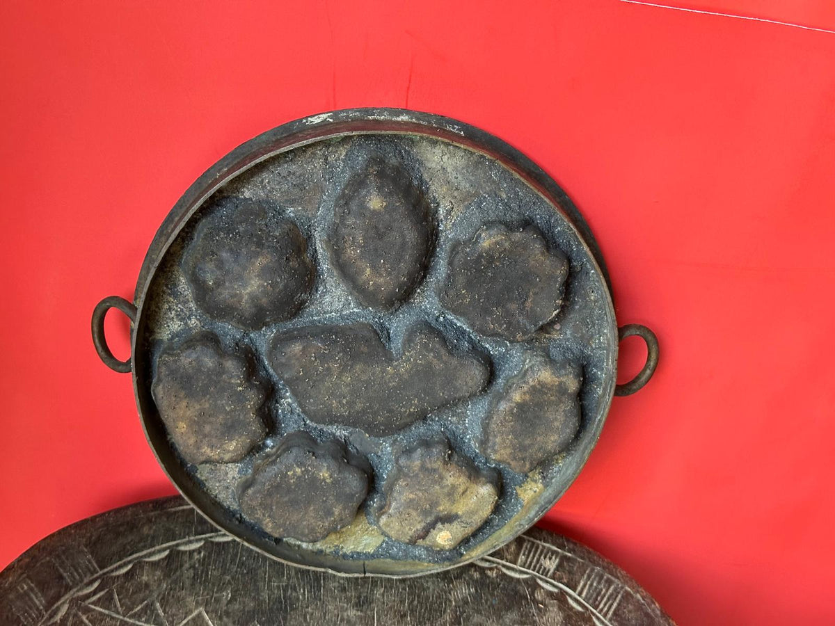 Vintage Brass Kuih Bahulu Mold Pan – Koi Fish & Floral Sponge Cake Malaysia 8.3"