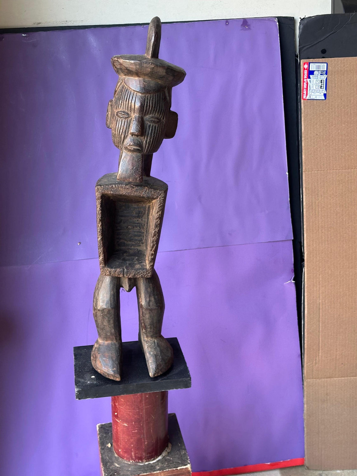 Vintage Teke Power Figure Nkiba Carved Wood Congo African Tribal Art Statue