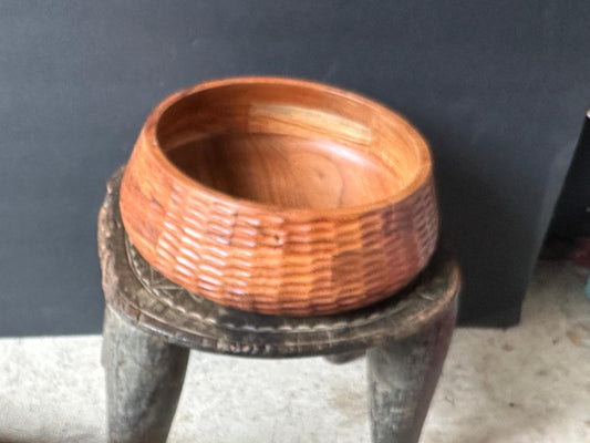 Modern Crate & Barrel "Amari" Carved Wood Serving Bowl – Textured Centerpiece 12
