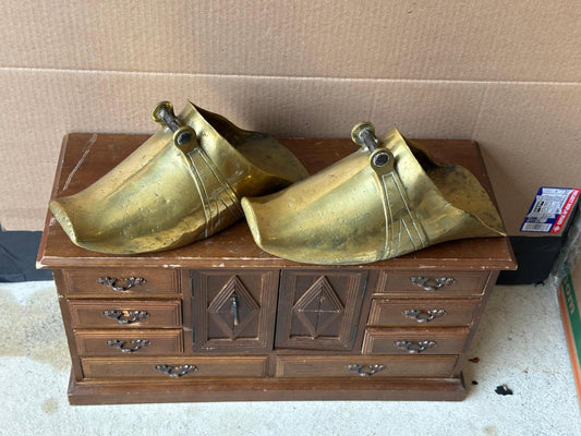 Antique Pair of Brass Spanish Colonial Closed Stirrups, Circa 1800 11"