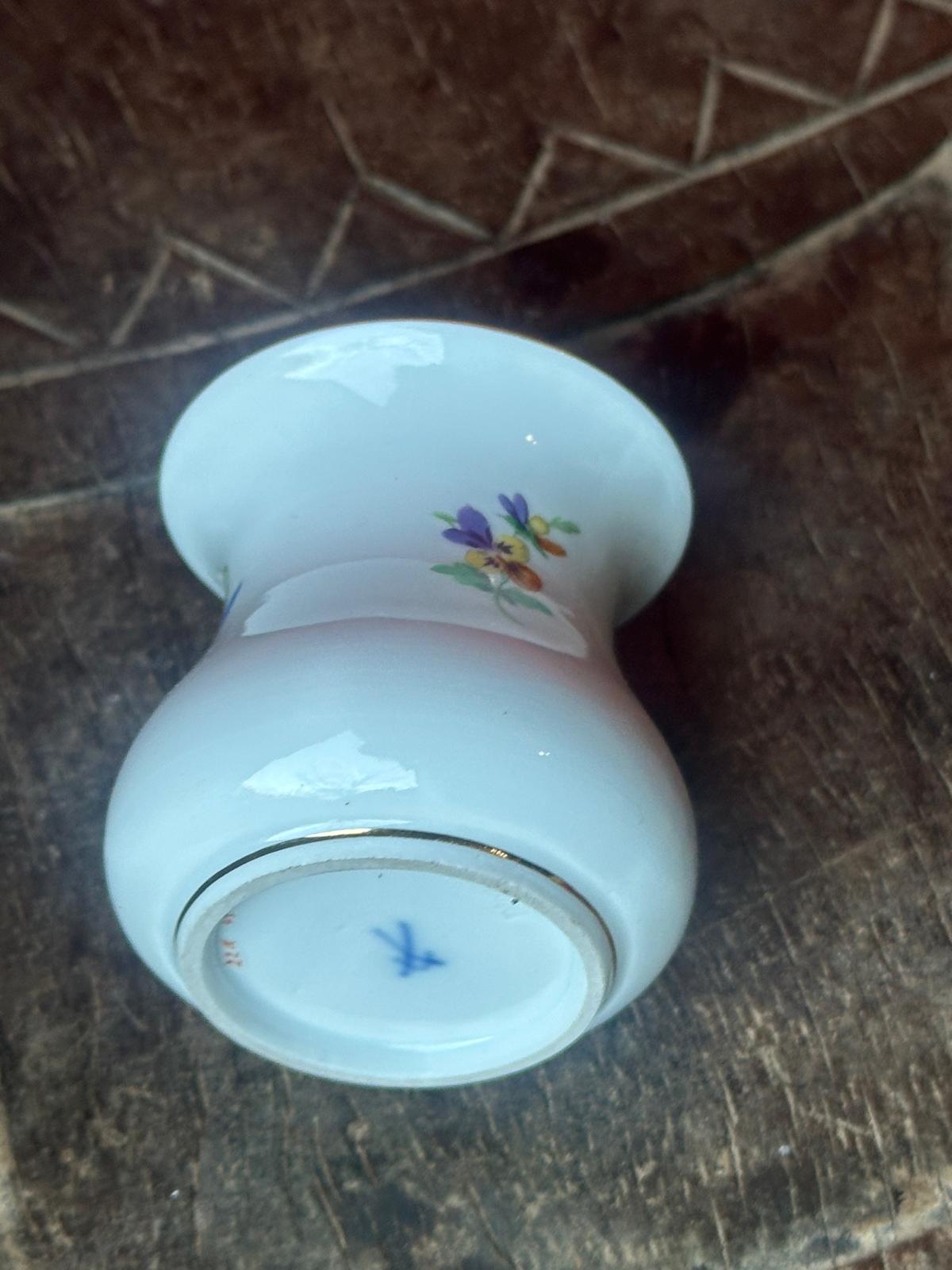 Antique German Porcelain Miniature Vase Crossed Swords Mark 2.3"