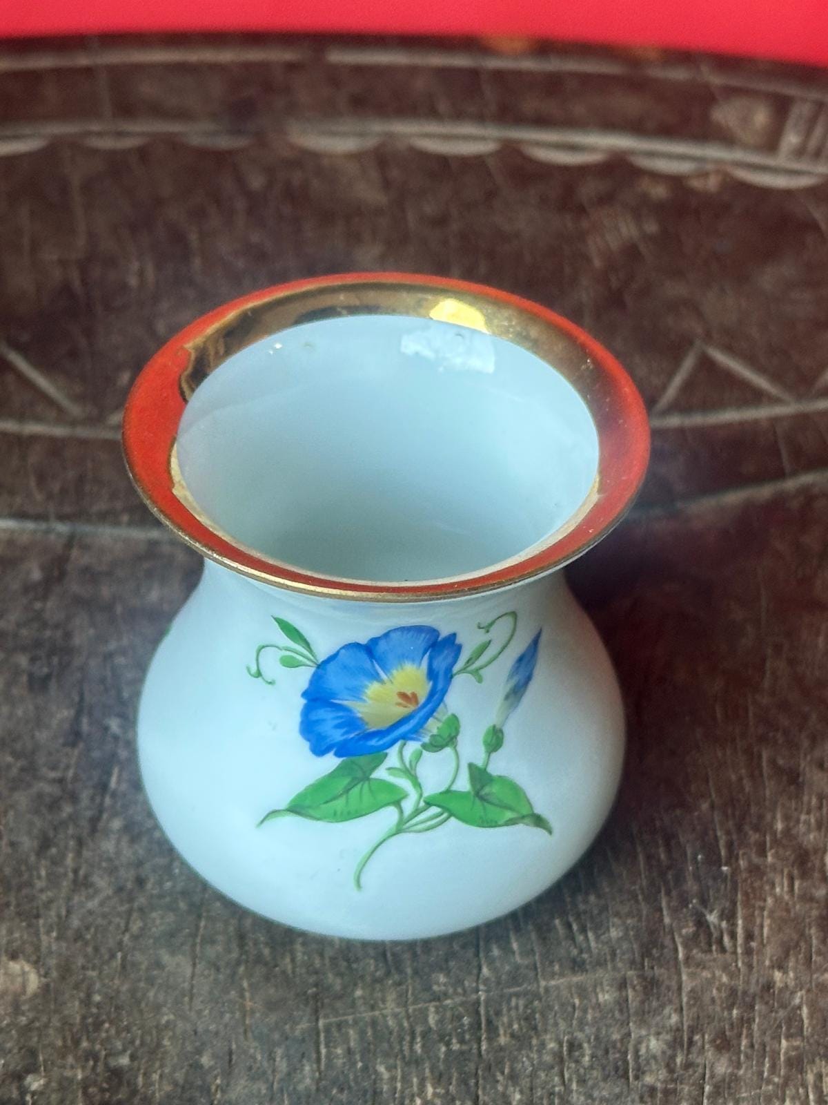 Antique German Porcelain Miniature Vase Crossed Swords Mark 2.3"