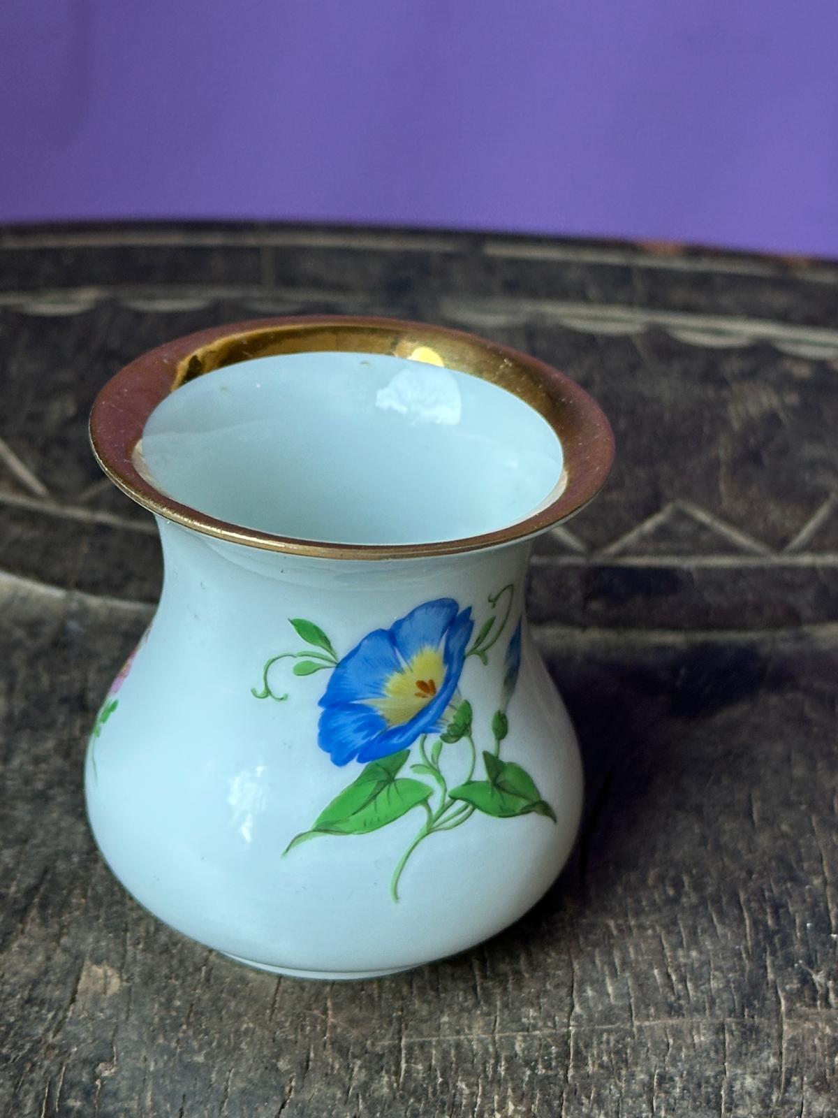Antique German Porcelain Miniature Vase Crossed Swords Mark 2.3"