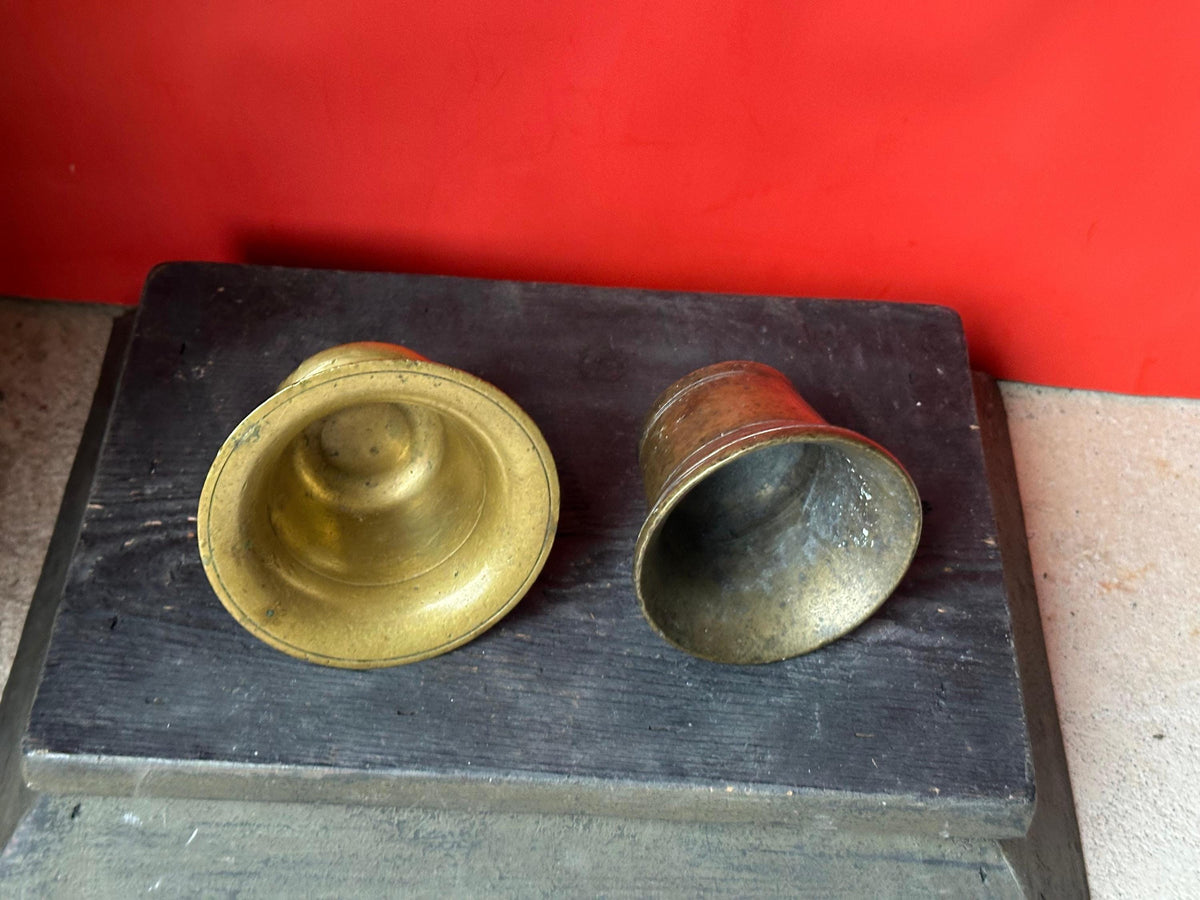 Vintage Brass Mortars Pair Small Apothecary Bowls 4.5" & 4"