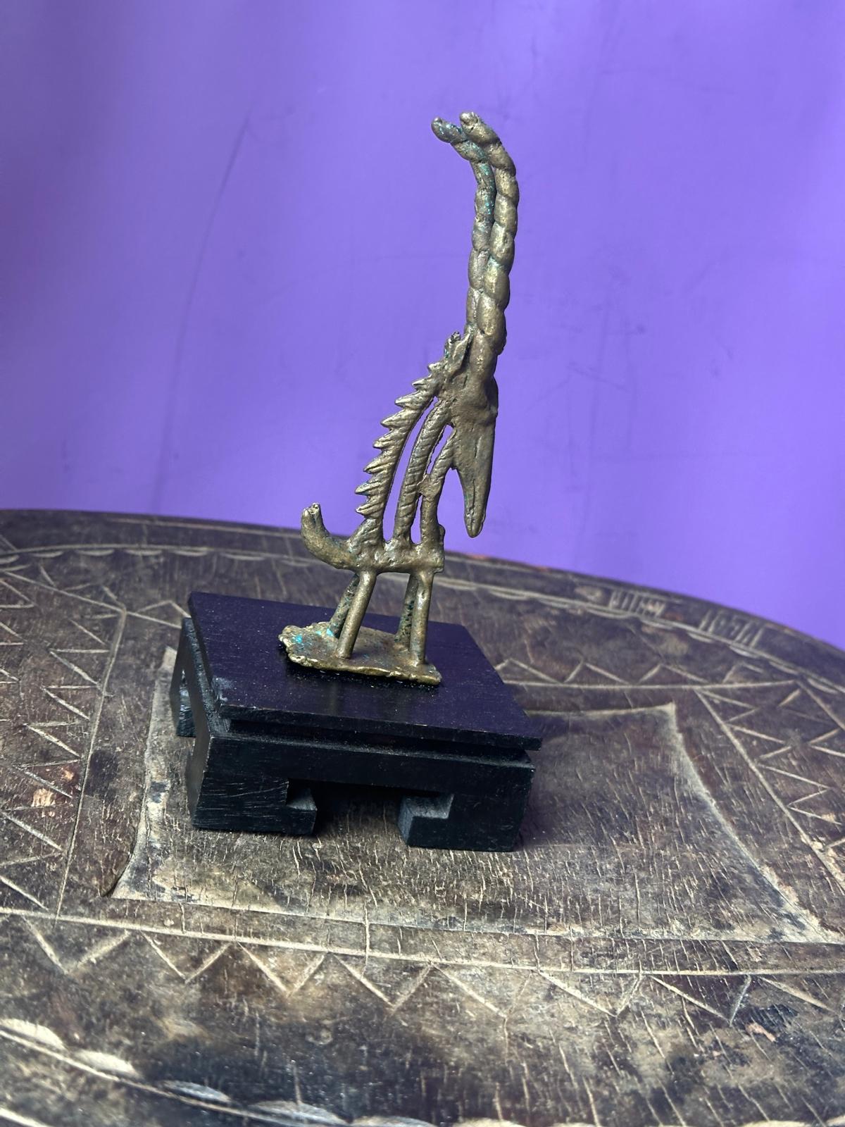 Vintage African Bronze Bamana Chiwara Antelope Figure – Spiral Horns Mali 5"