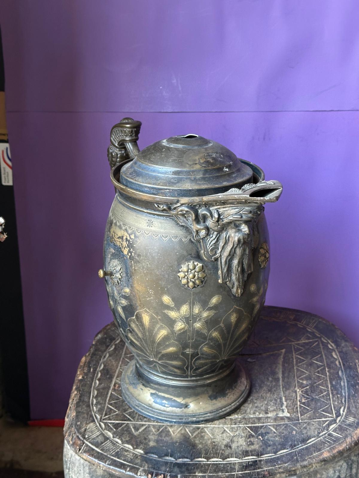 Antique Victorian Silver Plate Ice Water Pitcher – Aesthetic Floral 12"