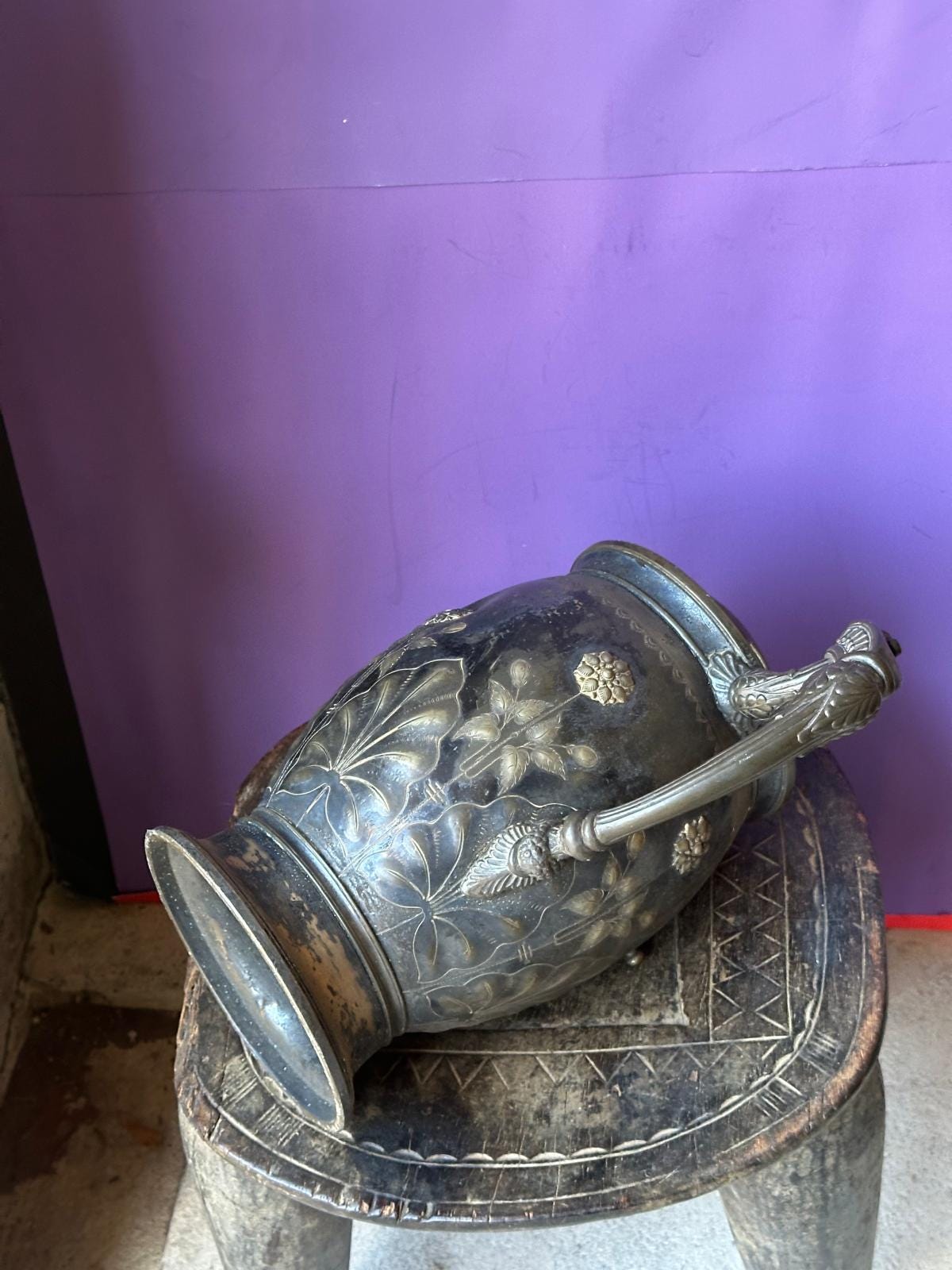 Antique Victorian Silver Plate Ice Water Pitcher – Aesthetic Floral 12"