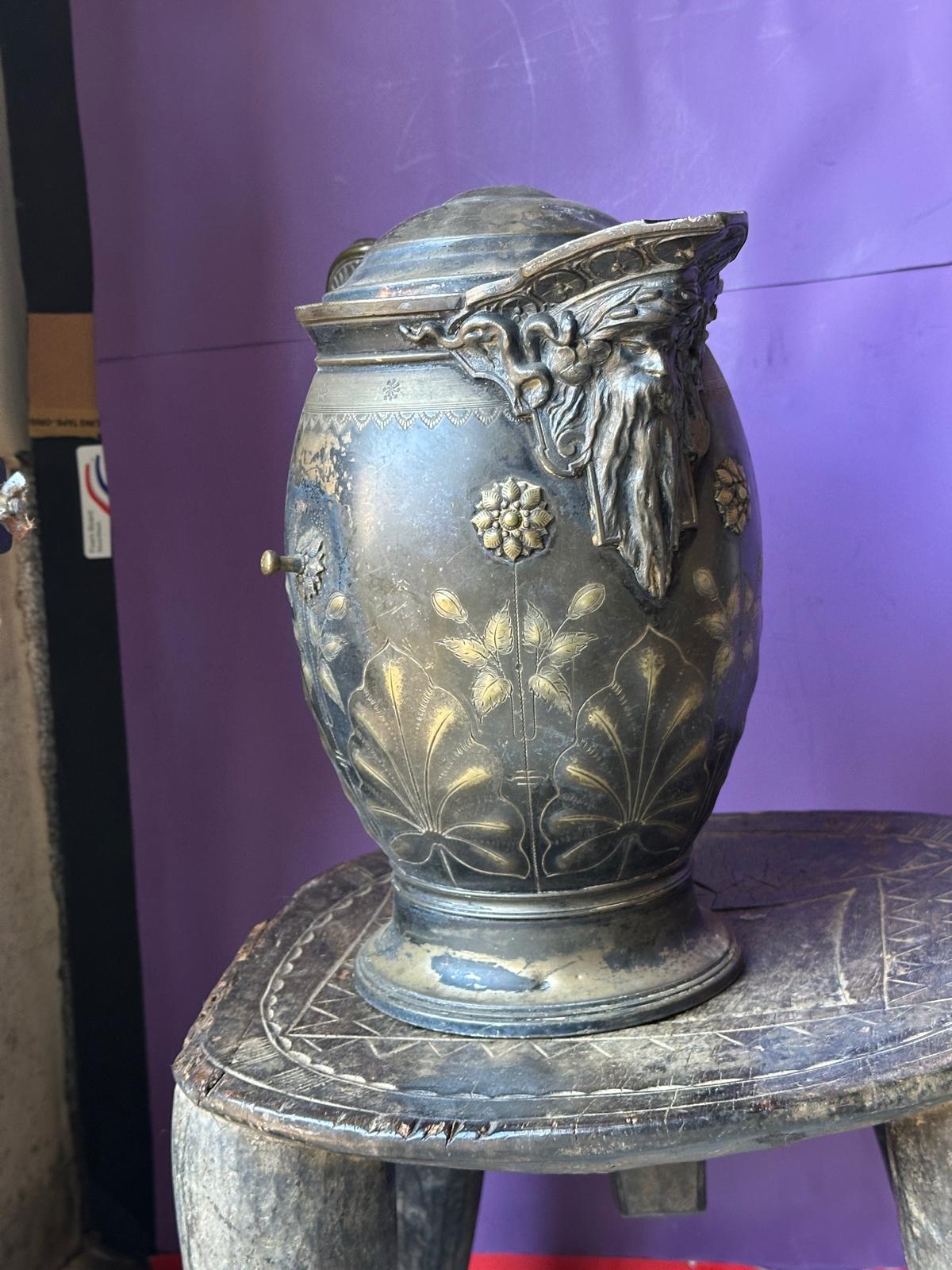 Antique Victorian Silver Plate Ice Water Pitcher – Aesthetic Floral 12"