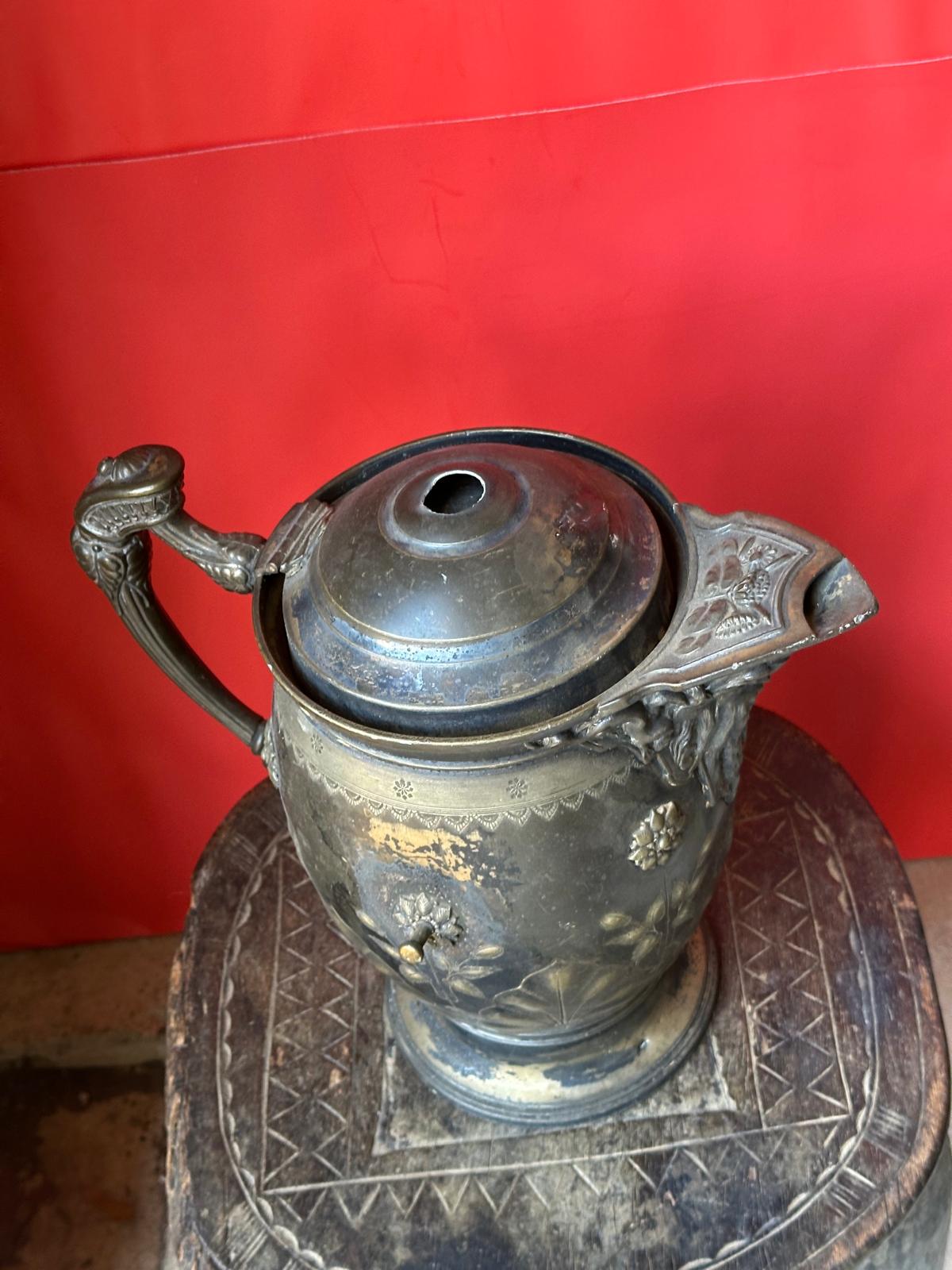 Antique Victorian Silver Plate Ice Water Pitcher – Aesthetic Floral 12"