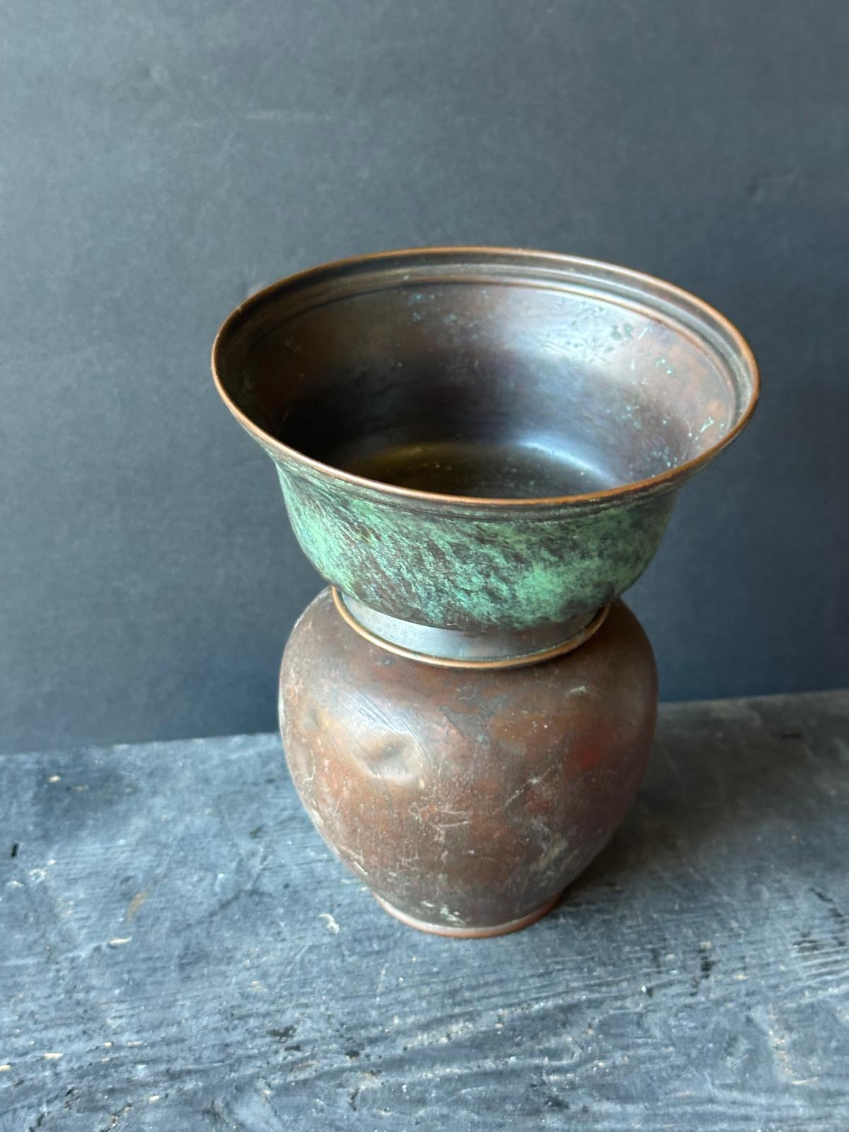 Vintage Chinese Etched Copper Brass Dragon Ginger Jar Tea Caddy Lidded Pot