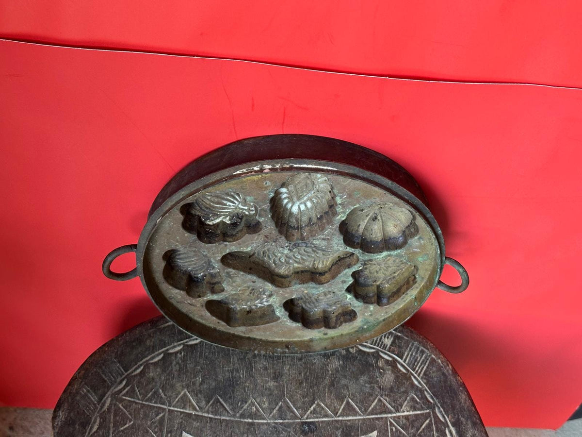 Vintage Brass Kuih Bahulu Mold Pan – Koi Fish & Floral Sponge Cake Malaysia 8.3"