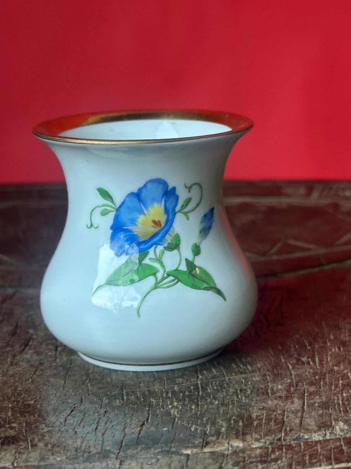 Antique German Porcelain Miniature Vase Crossed Swords Mark 2.3"